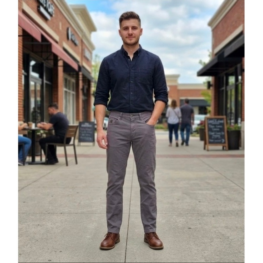 English Laundry Mens 5-Pocket Stretch Pants Charcoal Grey 38x32 Straight Leg